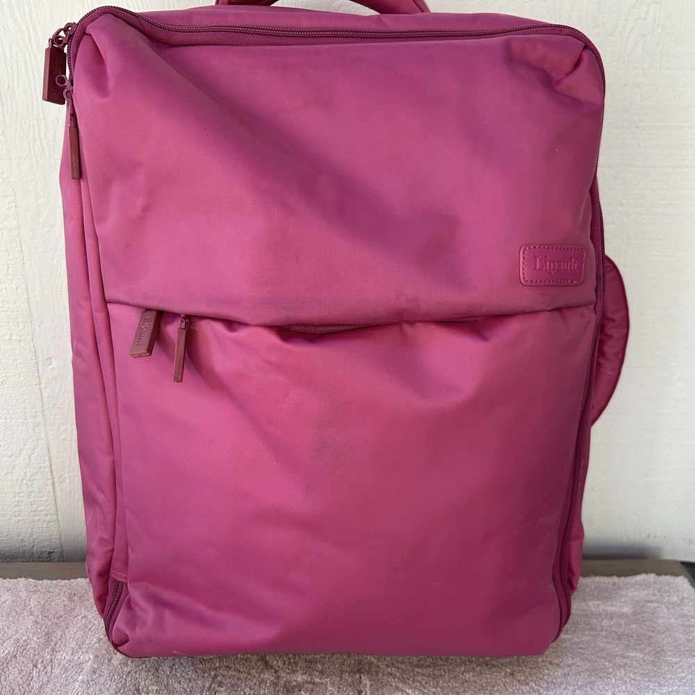 LIPAULT PARIS Ultra Light 22" 2 Wheeled Carry On Bag Pink Luggage Suitcase EUC